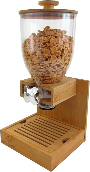 Dispensador de bambú de 2 litros (68 onzas líquidas), dispensador de cereales, contenedor de al... | Amazon (US)