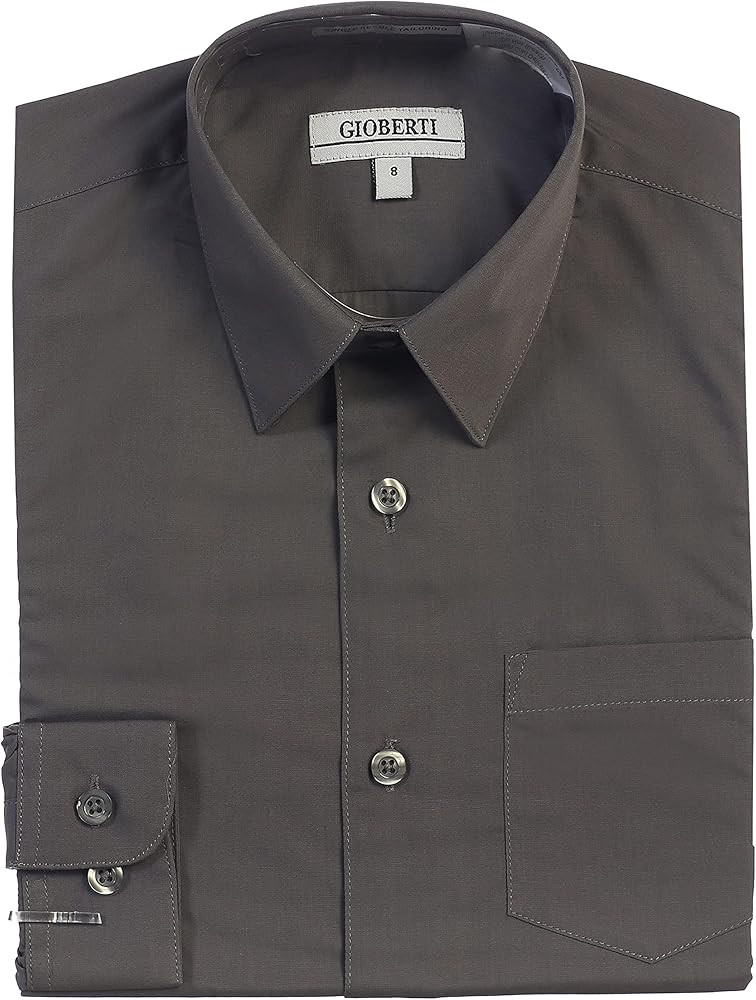 Gioberti Boys Long Sleeve Solid Dress Shirt | Amazon (US)