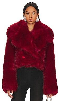 Adrienne Landau Faux Fur Jacket in Red from Revolve.com | Revolve Clothing (Global)