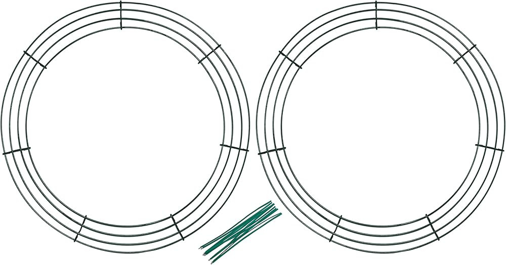 Pack of 2 Wire Wreath Frame (14 Inch) with 10 Twist Ties – Round Metal Wreath Form for Crafts &... | Amazon (US)