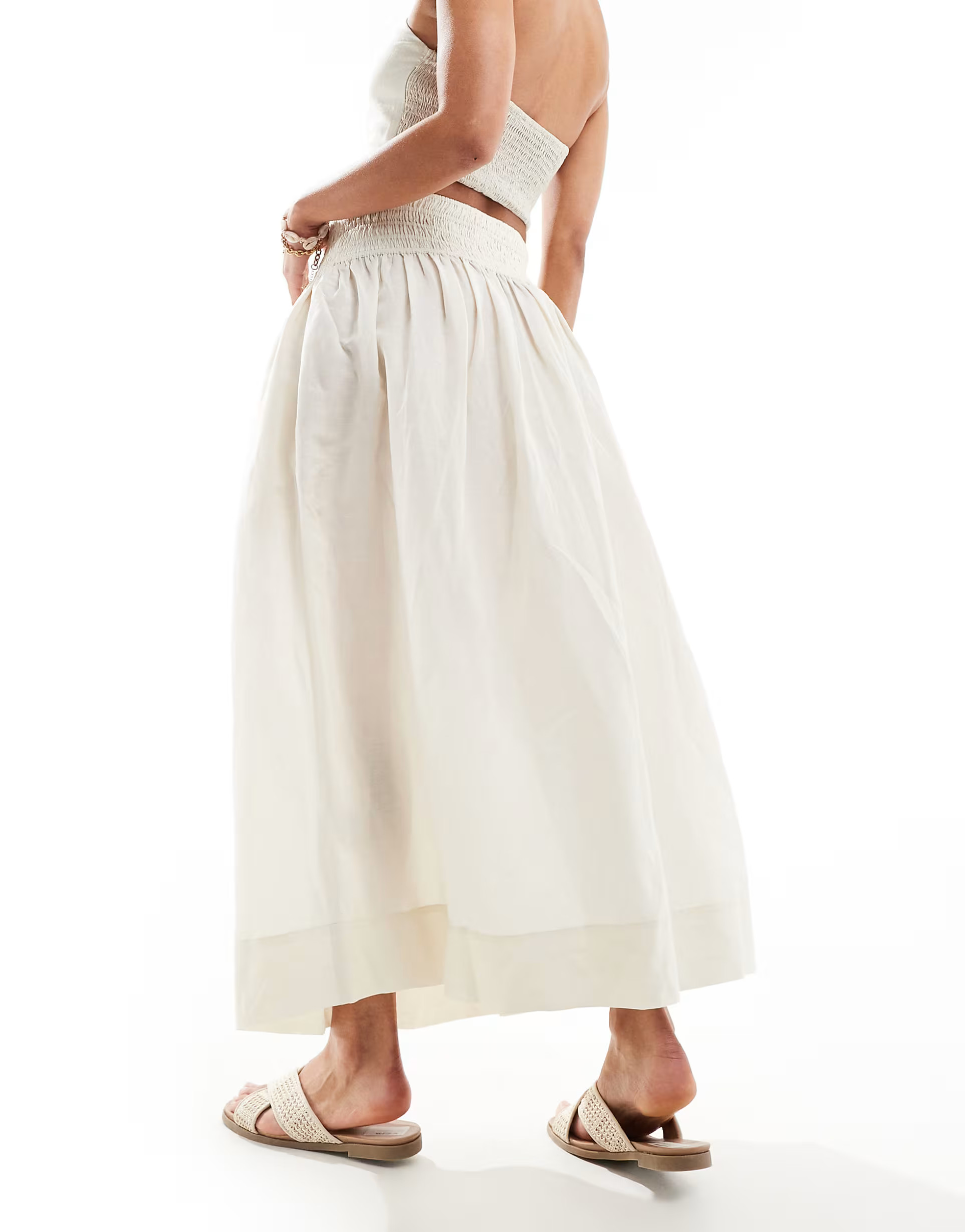 & Other Stories maxi skirt with ruched basque in light beige | ASOS | ASOS (Global)