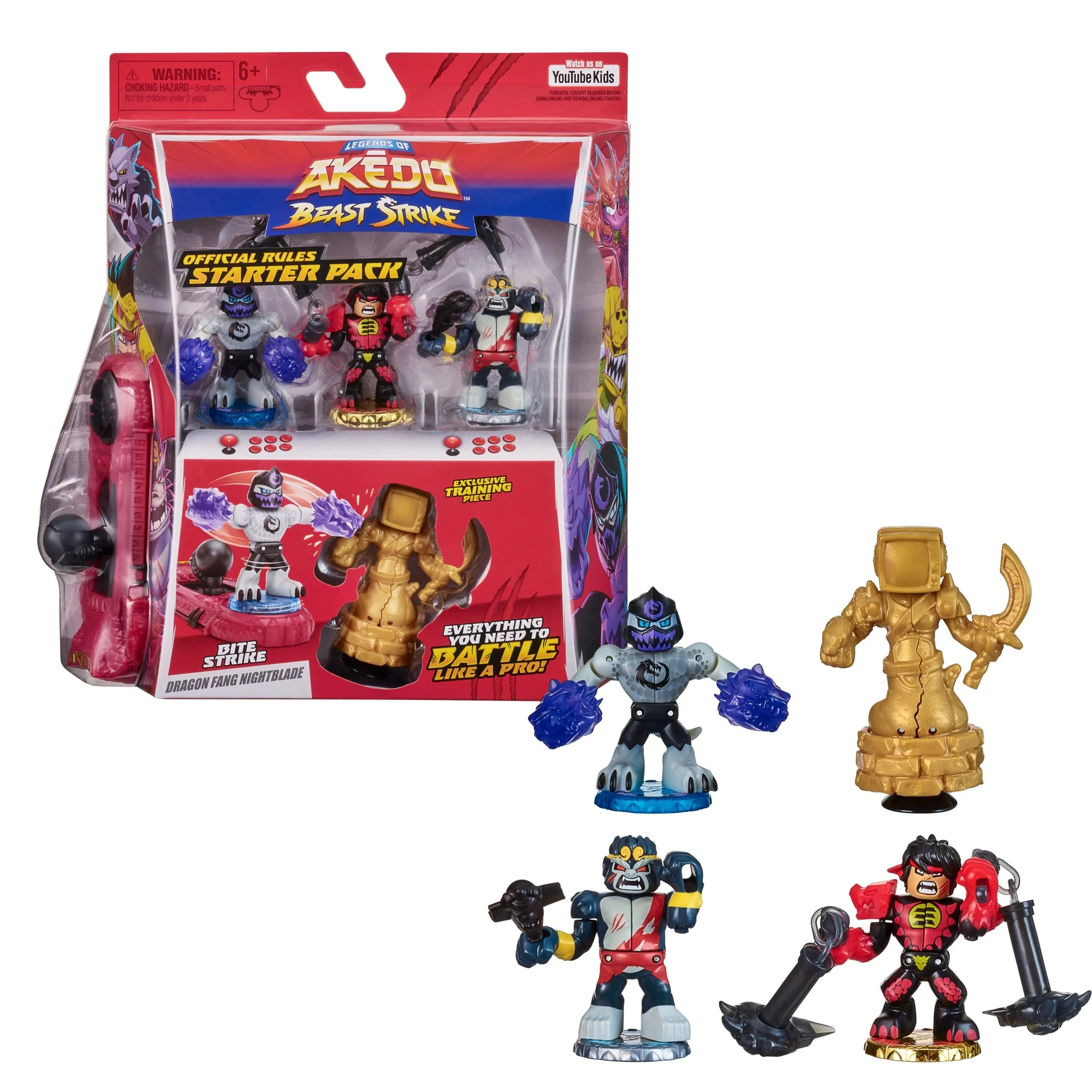 Akedo Beast Bite Strike Starter Pack, 3 Mini Battling Figures and Joystick Controller, Ages 6+ | Walmart (US)