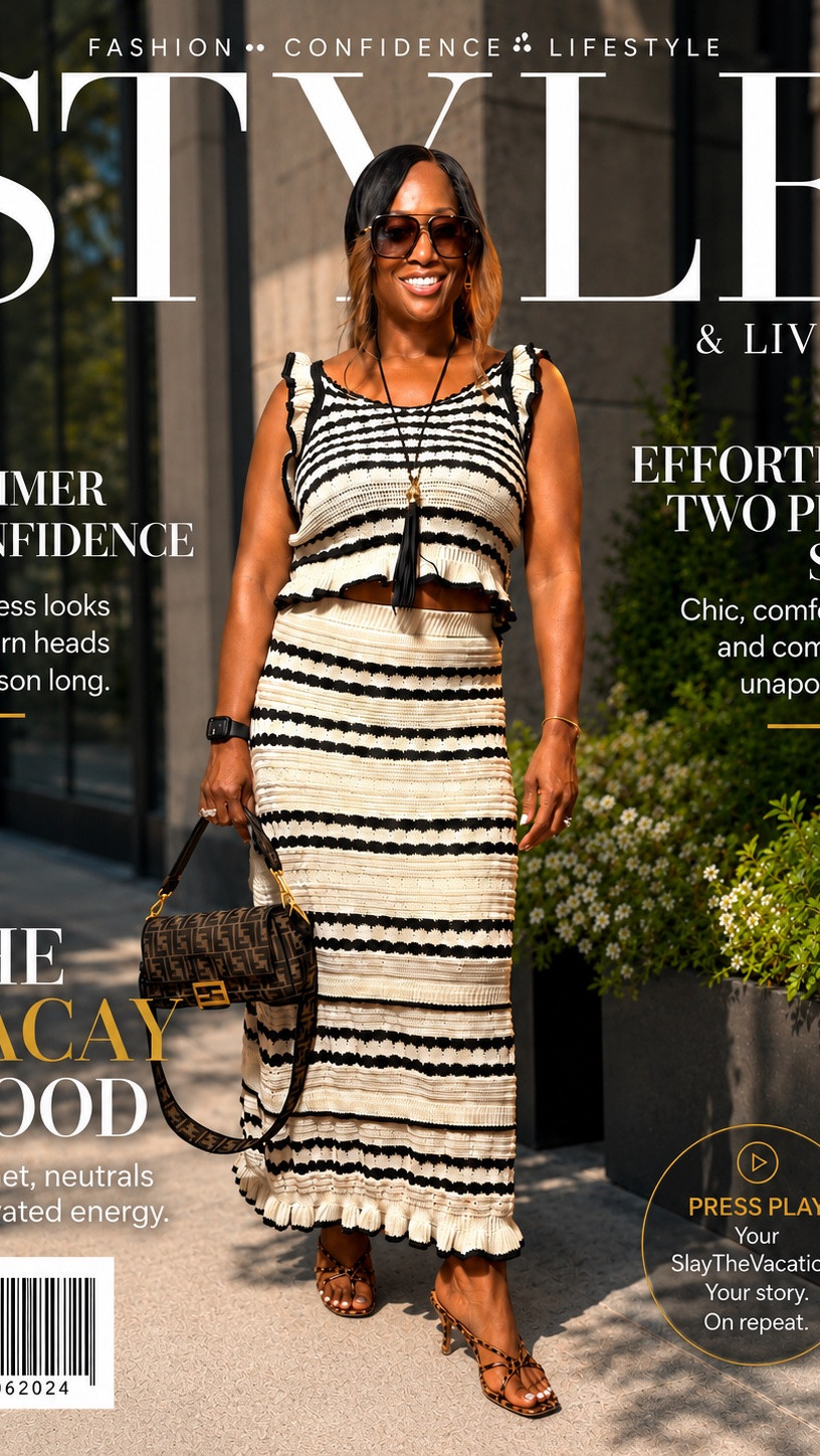 Vacation mode: activated. 
There’s something about an effortless two-piece set that makes getting dressed feel easy while still looking put together. The crochet texture and statement accessories give this look the perfect balance of comfort and style.
Proof that you don’t need a complicated outfit to make an impact. Sometimes the best looks are the ones that feel as good as they look.
✨ Effortless ✨ Comfortable ✨ Vacation-ready
Whether you’re headed to brunch, a resort getaway, or simply creating your own vacation vibes close to home, this look does all the work for you.
#VacationStyle #ResortWear #TwoPieceSet #VacationOutfit #SummerStyle #FashionOver50 #StyleOver50

#LTKootd #LTKOver40 #LTKMidsize