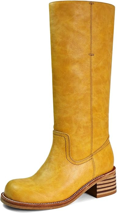 Women's Knee High Boots Square Toe Chunky Block Heel Long Boots for Women Comfortable Low Heel Wo... | Amazon (US)