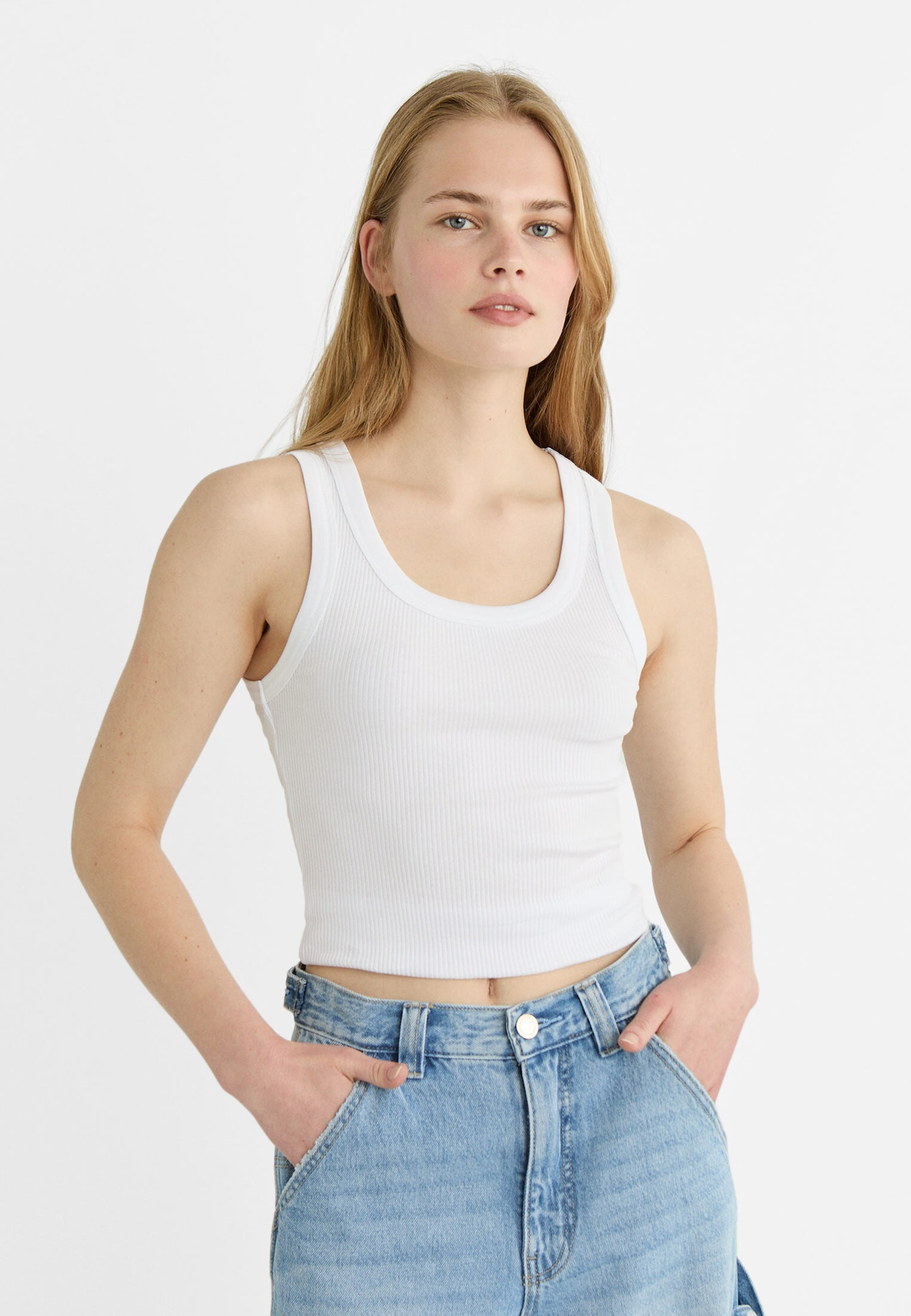 Ribbed racerback T-shirt | Stradivarius (UK)