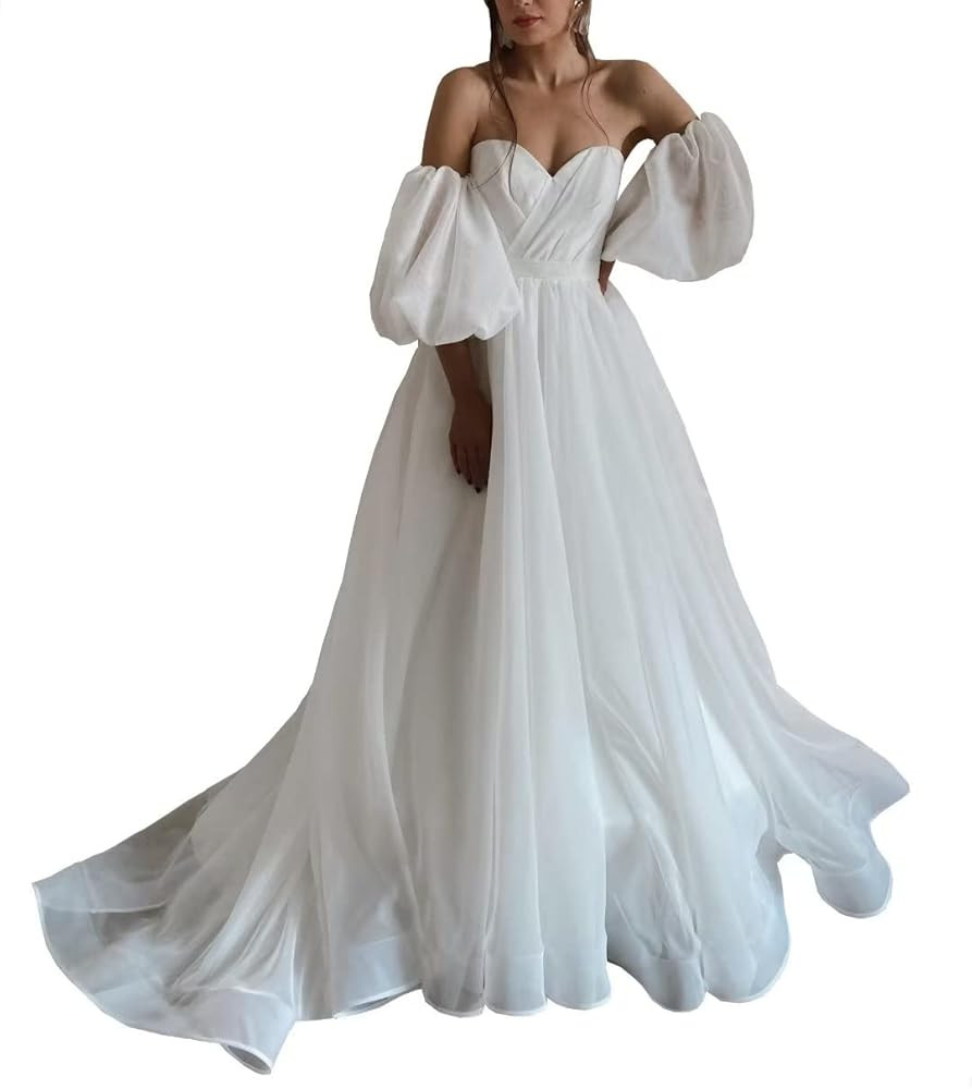 Boho Wedding Dresses for Bride 2023 Plus Size Satin Sweetheart Bridal Dress A Line Simple Wedding... | Amazon (US)