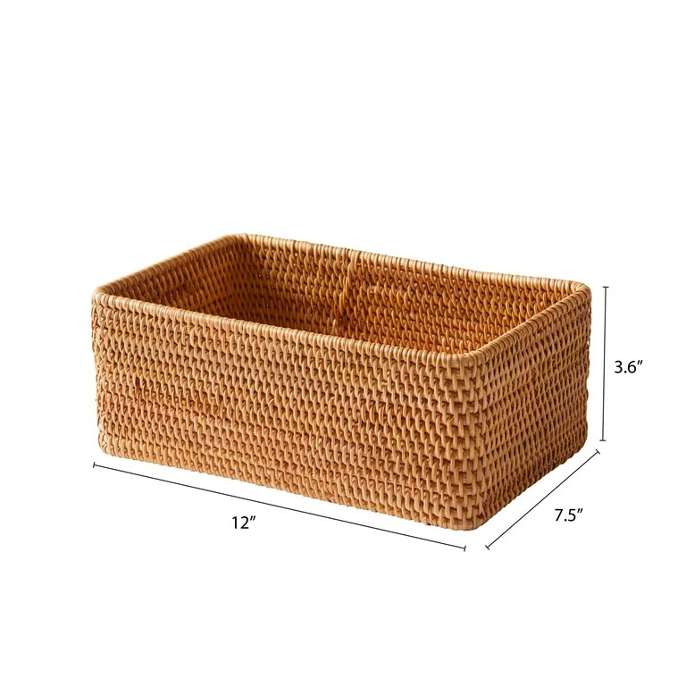 Better Homes & Gardens Honey Brown Rattan Bathroom Toiletry Storage Organizer Basket | Walmart (US)