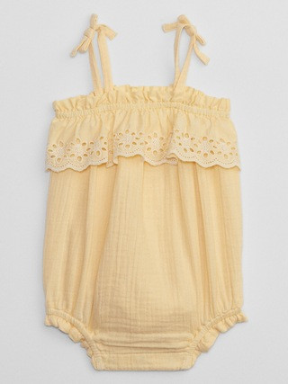 Baby Gauze Eyelet Romper | Gap Factory