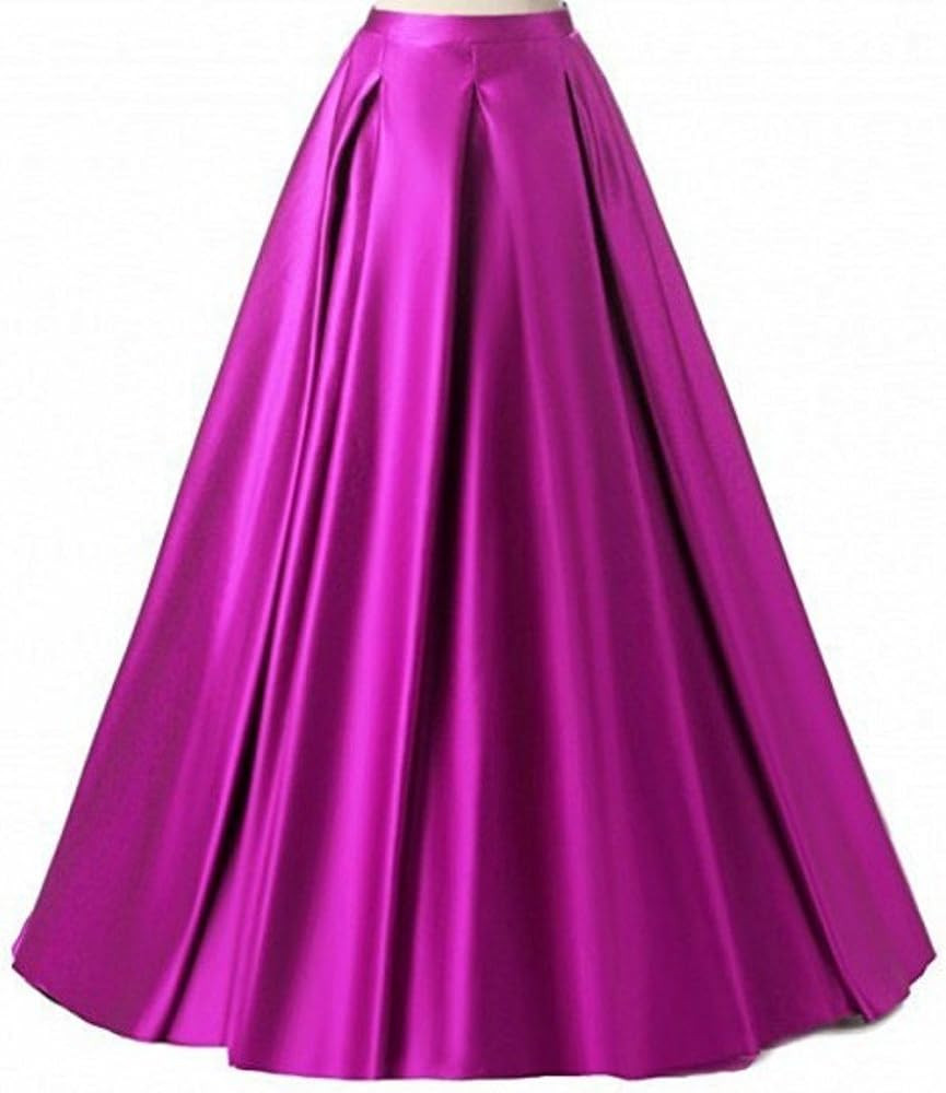 Diydress Women's Long Fashion High Waist A-Line Satin Skirts with Pockets | Amazon (US)