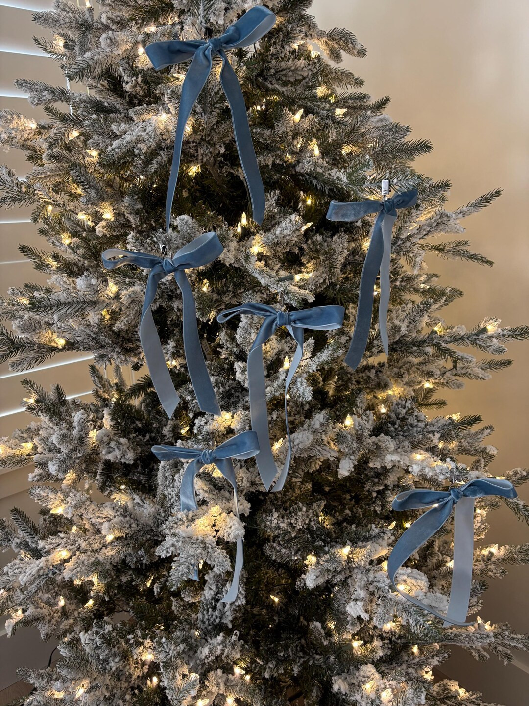 Dusty Blue Velvet Christmas Tree Bows ( Pack of 6) - Etsy | Etsy (US)