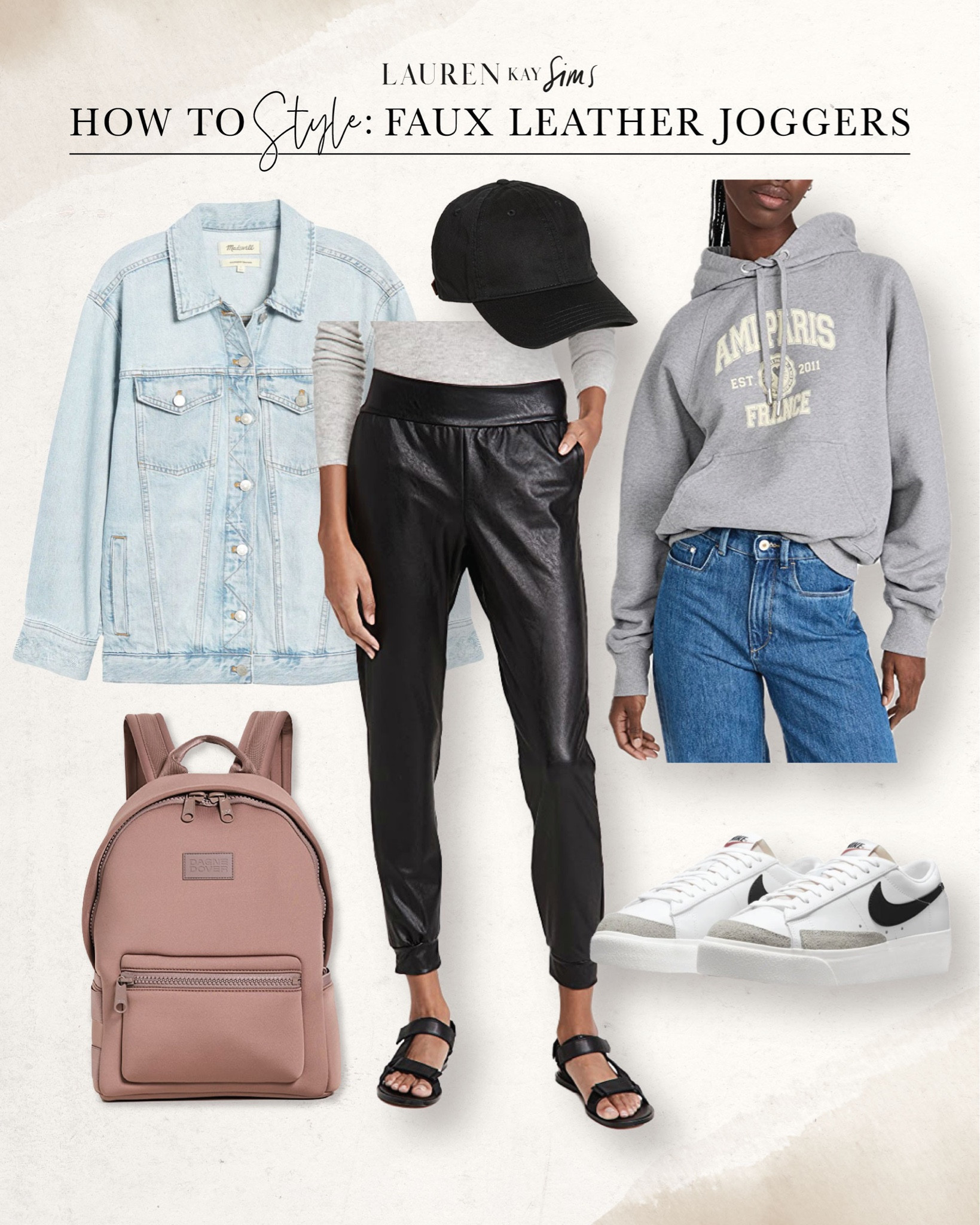 how to style faux leather joggers 🖤 #leatherjoggers #outfitinspo 

#LTKSeasonal #LTKstyletip