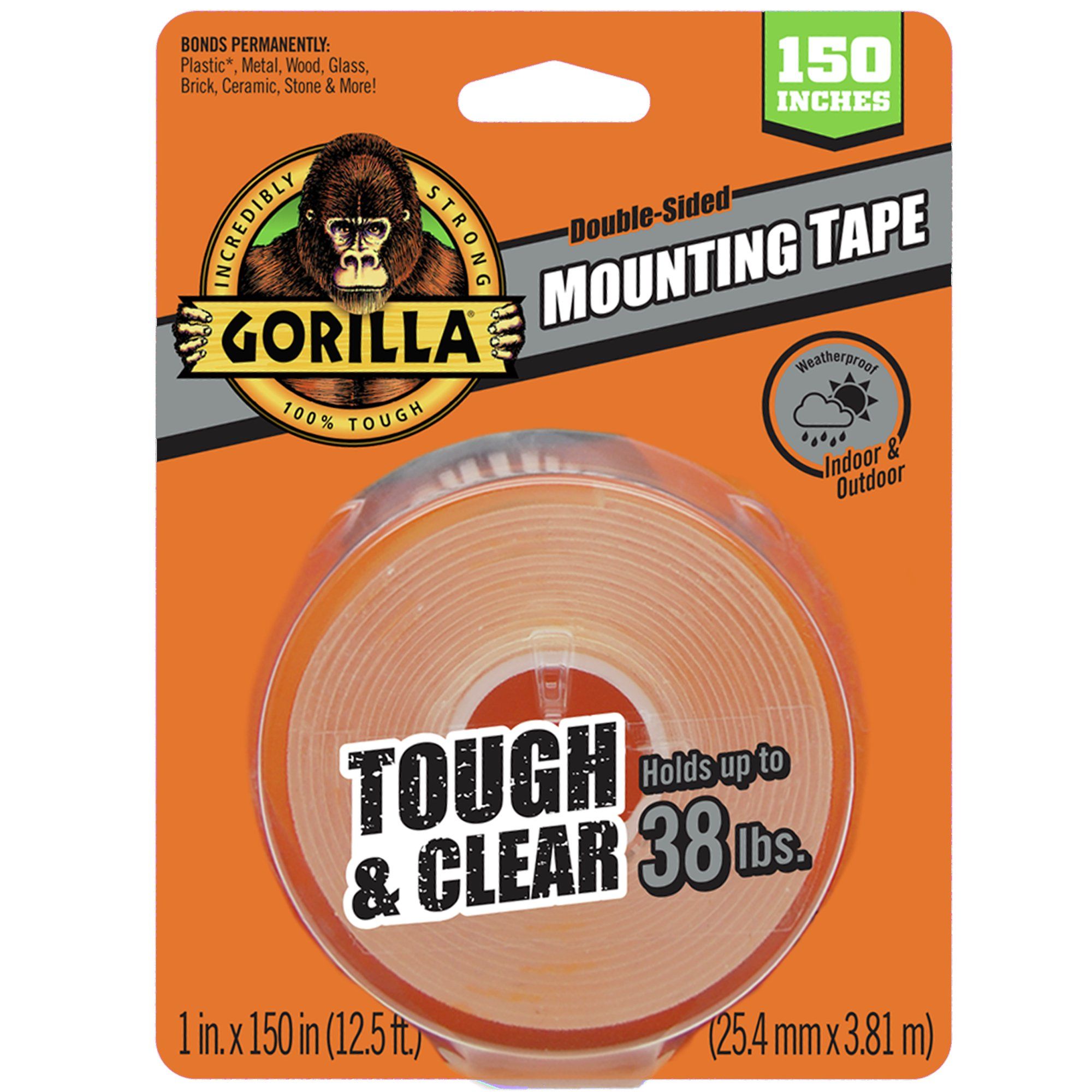 Gorilla 150 inch Tough & Clear Mounting Tape XL, Single Roll | Walmart (US)