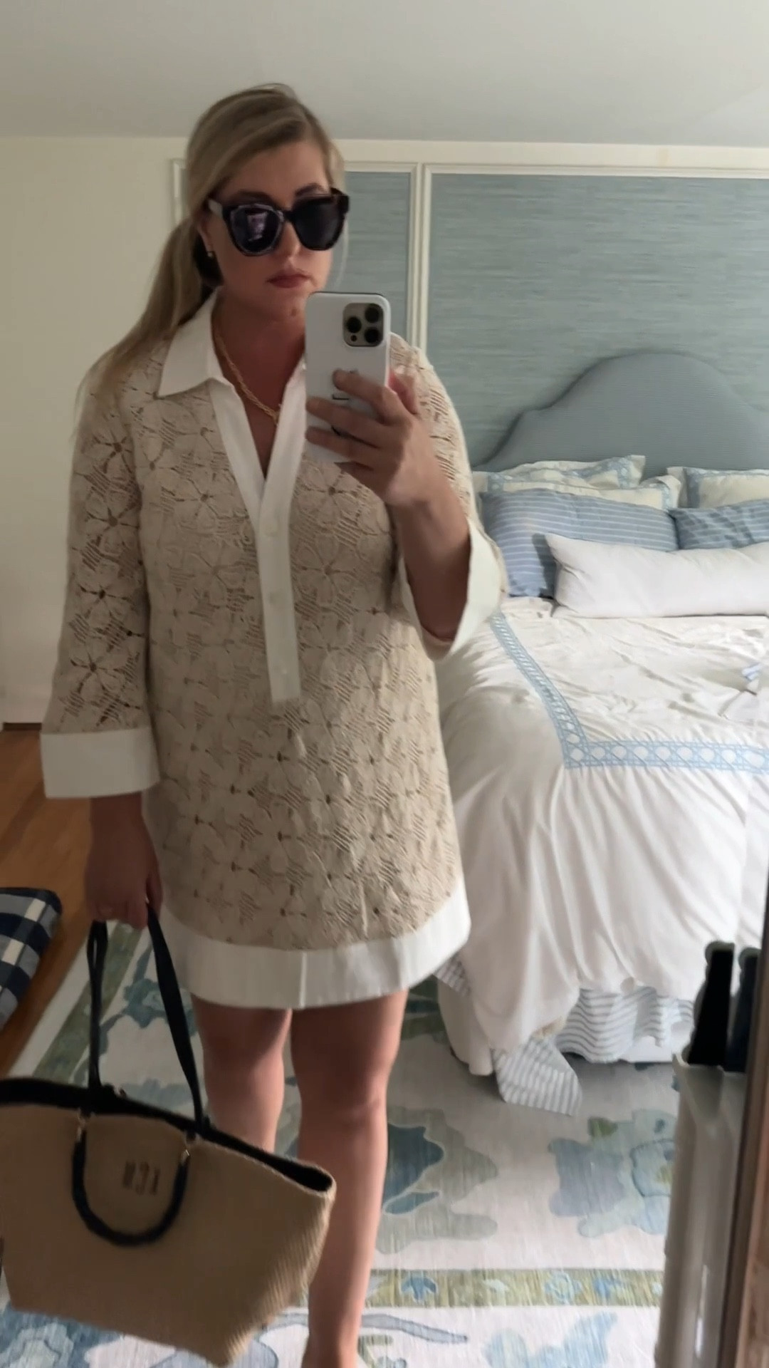 Trying on options for our upcoming Nantucket vacation & loving this one…crochet collared dress & waterproof raffia & bamboo tote in navy/natural

#LTKOver40 #LTKSeasonal #LTKTravel