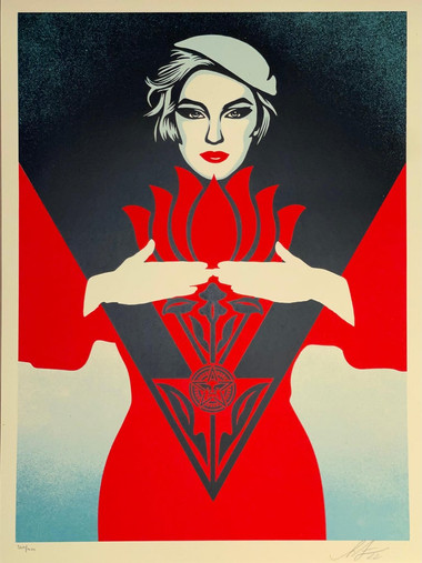 Shepard FaireyShepard Fairey Obey Giant Noir Flower Woman Art Deco Screen Print Contemporary 2022