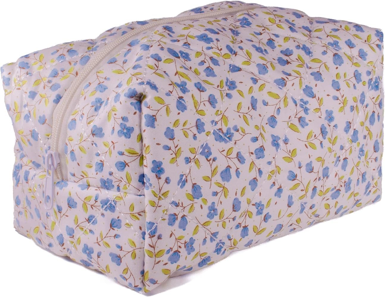 Floral Quilted Makeup Bag Cosmetics Pencils Pens Toiletries Travel Case Small (Yellow Flowers) | Amazon (US)