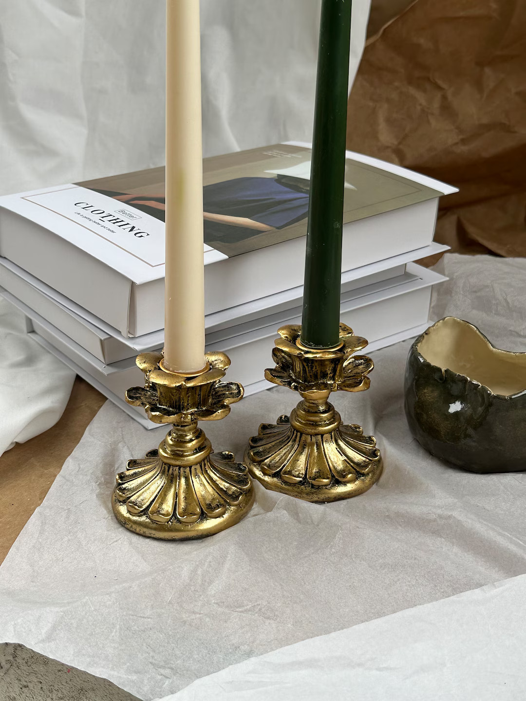 Vintage Gold Candlesticks Collection 1 Elegant Mismatched Antique Candle Holder for Weddings and ... | Etsy (US)