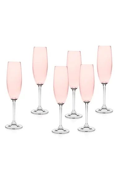 Meridian Blush Set of 6 Fluted Glasses | Nordstrom