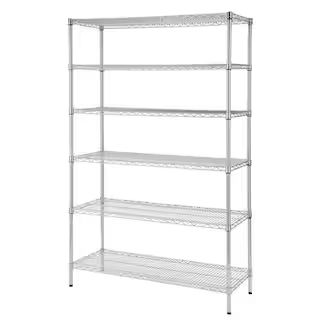 HDX 6-Tier Commercial Grade Heavy Duty Steel Wire Shelving Unit in Chrome (48 in. W x 72 in. H x ... | The Home Depot