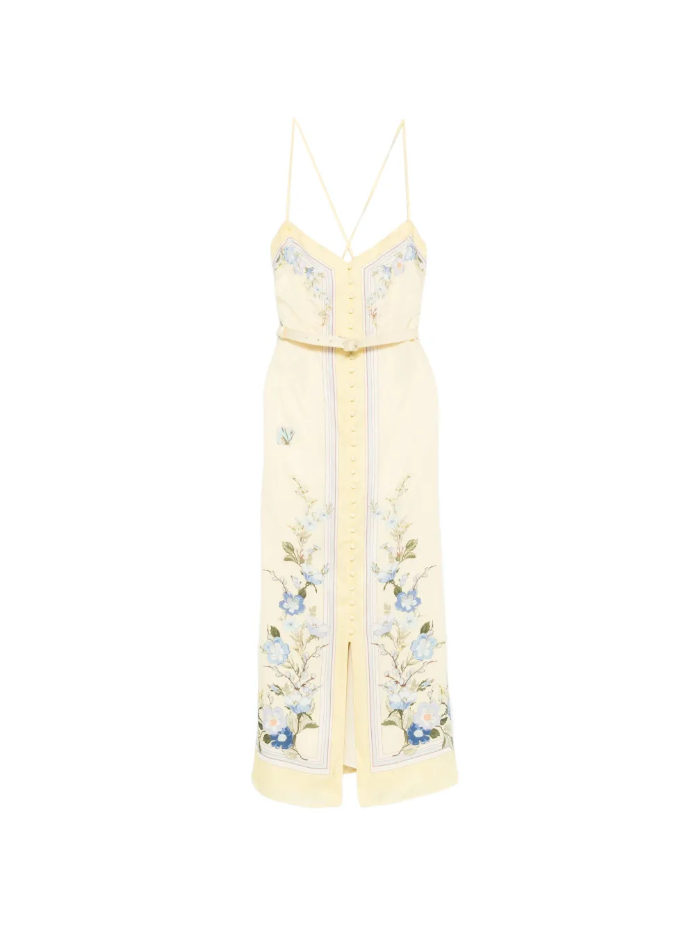 Self-Portrait floral-print Midi Dress | Yellow | FARFETCH | Farfetch Global