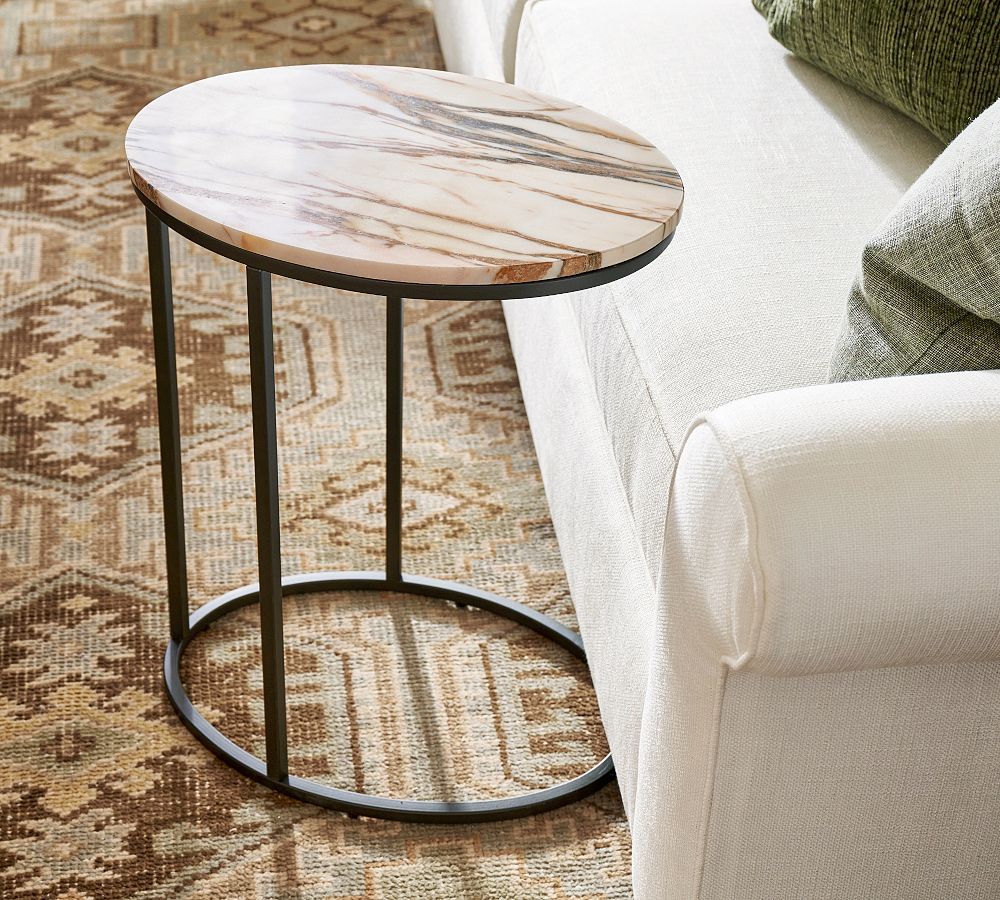 Delaney Oval Calacatta Marble C-Table | Pottery Barn (US)