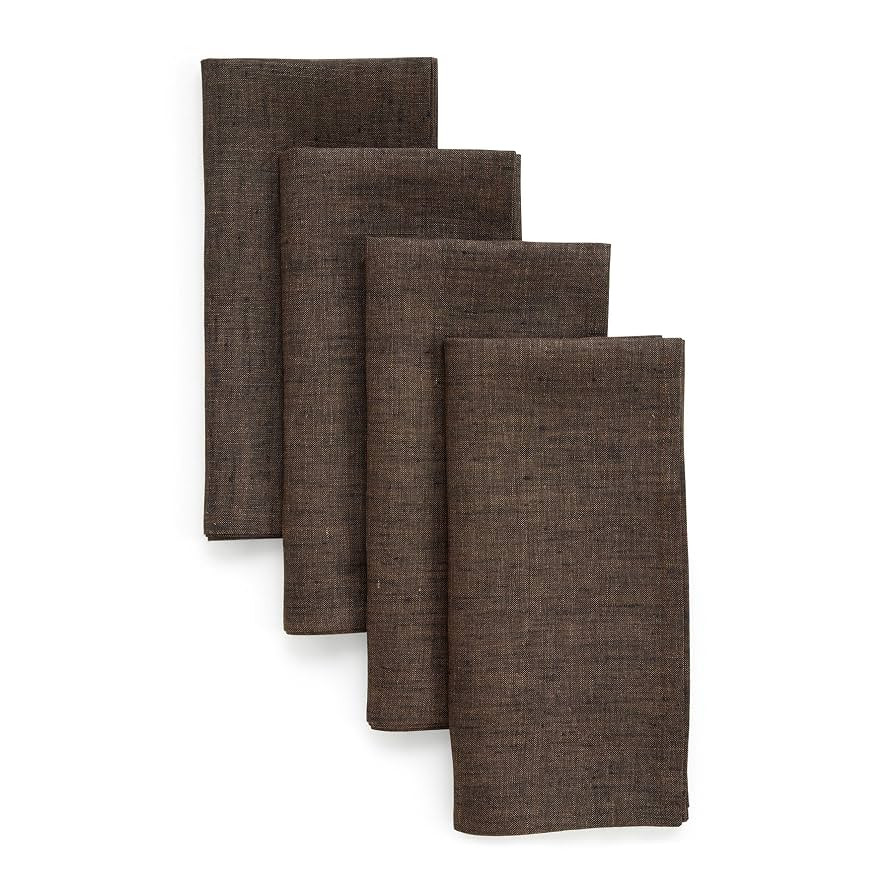 Solino Home Linen Cloth Napkins Set of 4-100% Pure Linen Chambray Brown Dinner Napkins 20 x 20 In... | Amazon (US)