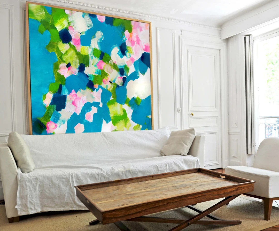 Turquoise Garden Modern Mid Century Abstract Art Print - Etsy | Etsy (US)