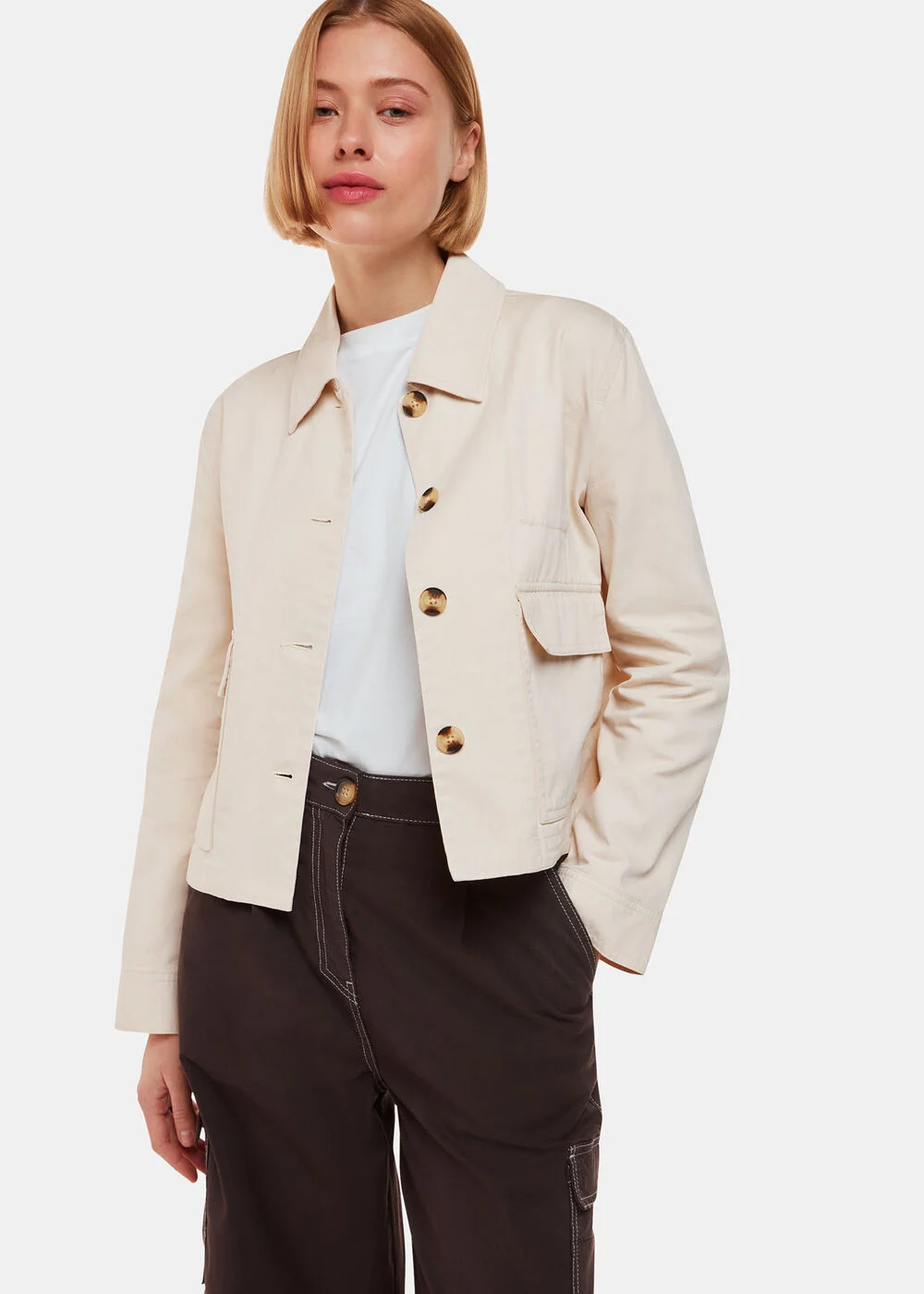 Women's Cream Button-Up Utility Jacket | Whistles UK | | Whistles