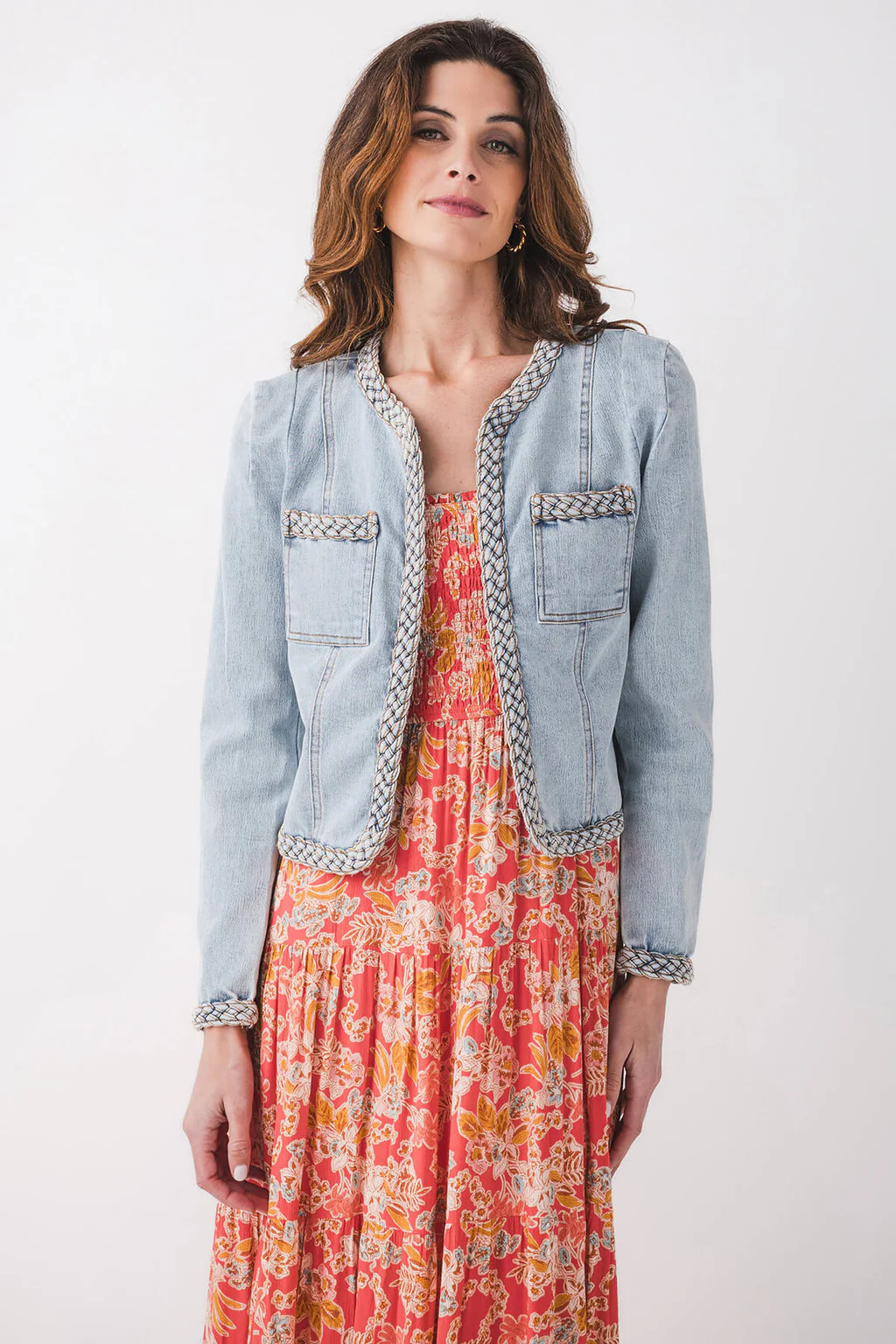 Fate Braided Trim Denim Jacket | Social Threads