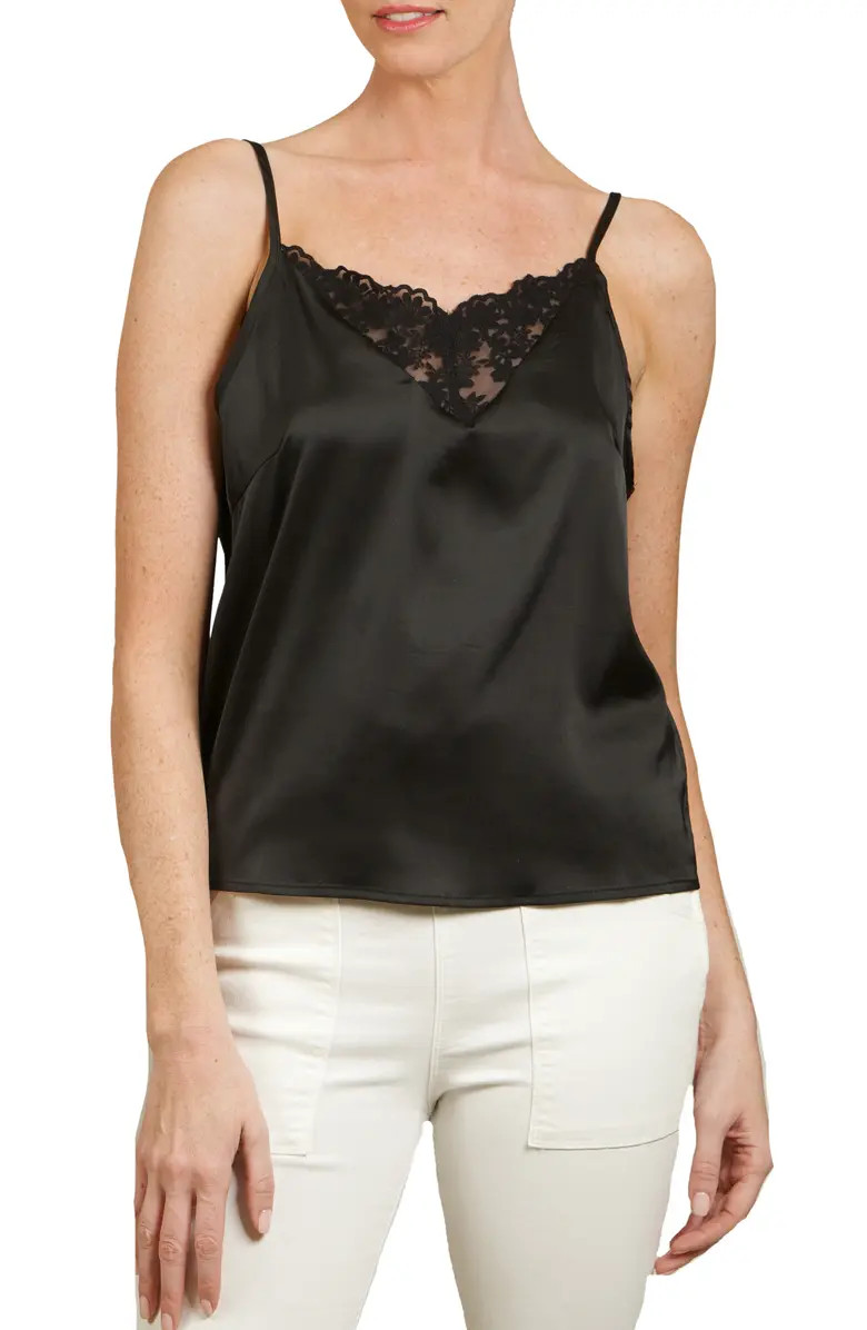 NIKKI LUND Lace Trim Satin Camisole | Nordstrom | Nordstrom