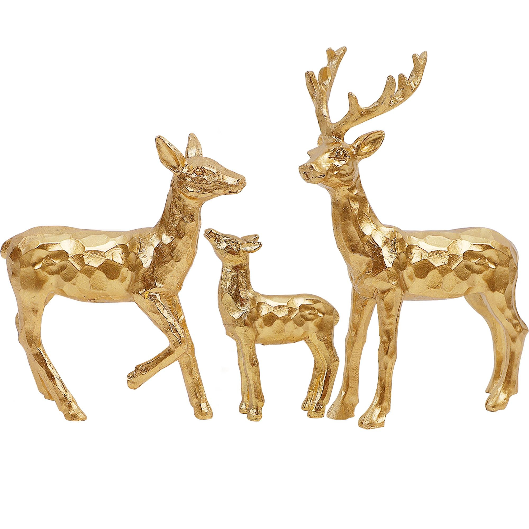 Lulu Home 3 PCS Christmas Tabletop Decorations, Resin Golden Reindeer Family Figurines with Diver... | Amazon (US)