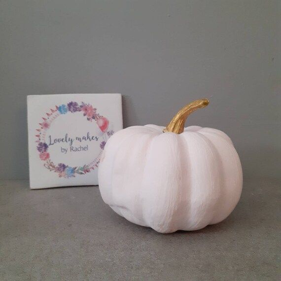 Hand painted artificial pumpkin, light pink autumn decor, mantel piece decor, shelf decor, pumpki... | Etsy (US)