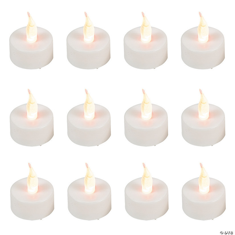 White Battery-Operated Tea Light Candles - 12 Pc. | Oriental Trading Company
