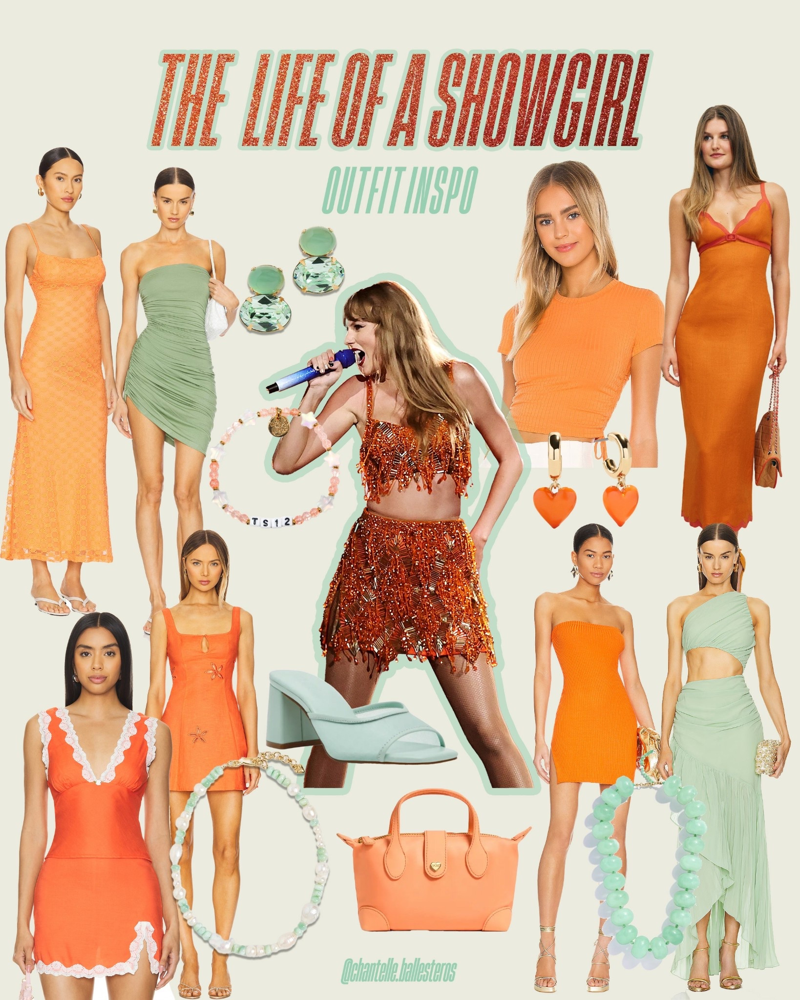 In our Showgirl era ❤️‍🔥🧡 Taylor Swift Life of a Showgirl outfit inspo! Orange & mint green looks that will give you stage-worthy swiftie style as we prepare for TS12! 

#LTKStyleTip #LTKParties