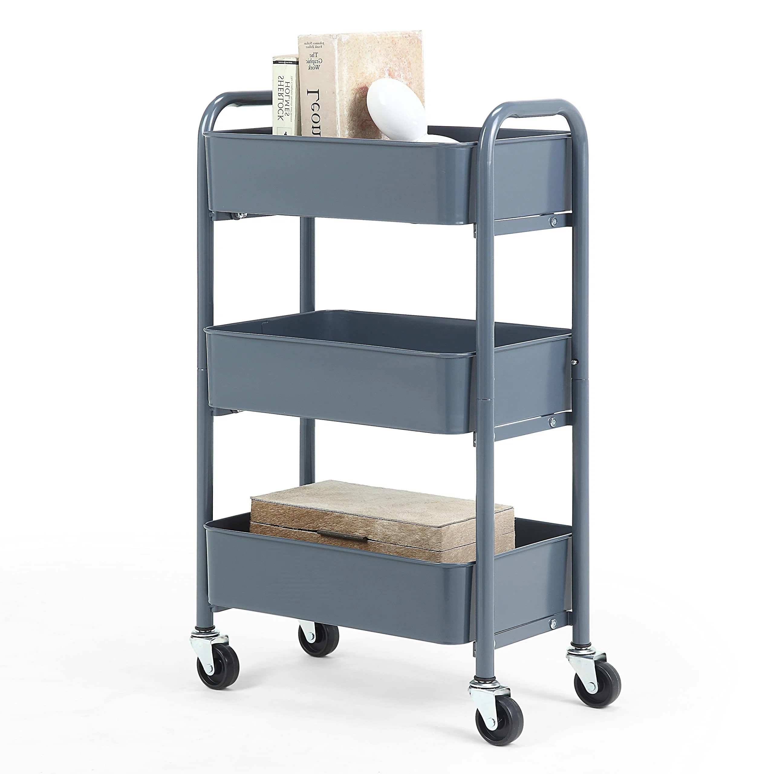 3-Tier Under Desk Mobile Utility Cart with Metal Storage Organizer | Wayfair North America