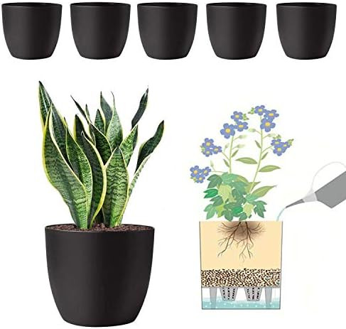MOHENA 7 Inch Self Watering Planters Plastic Plant Pot, Modern Decorative Flower Pot/Window Box f... | Amazon (US)