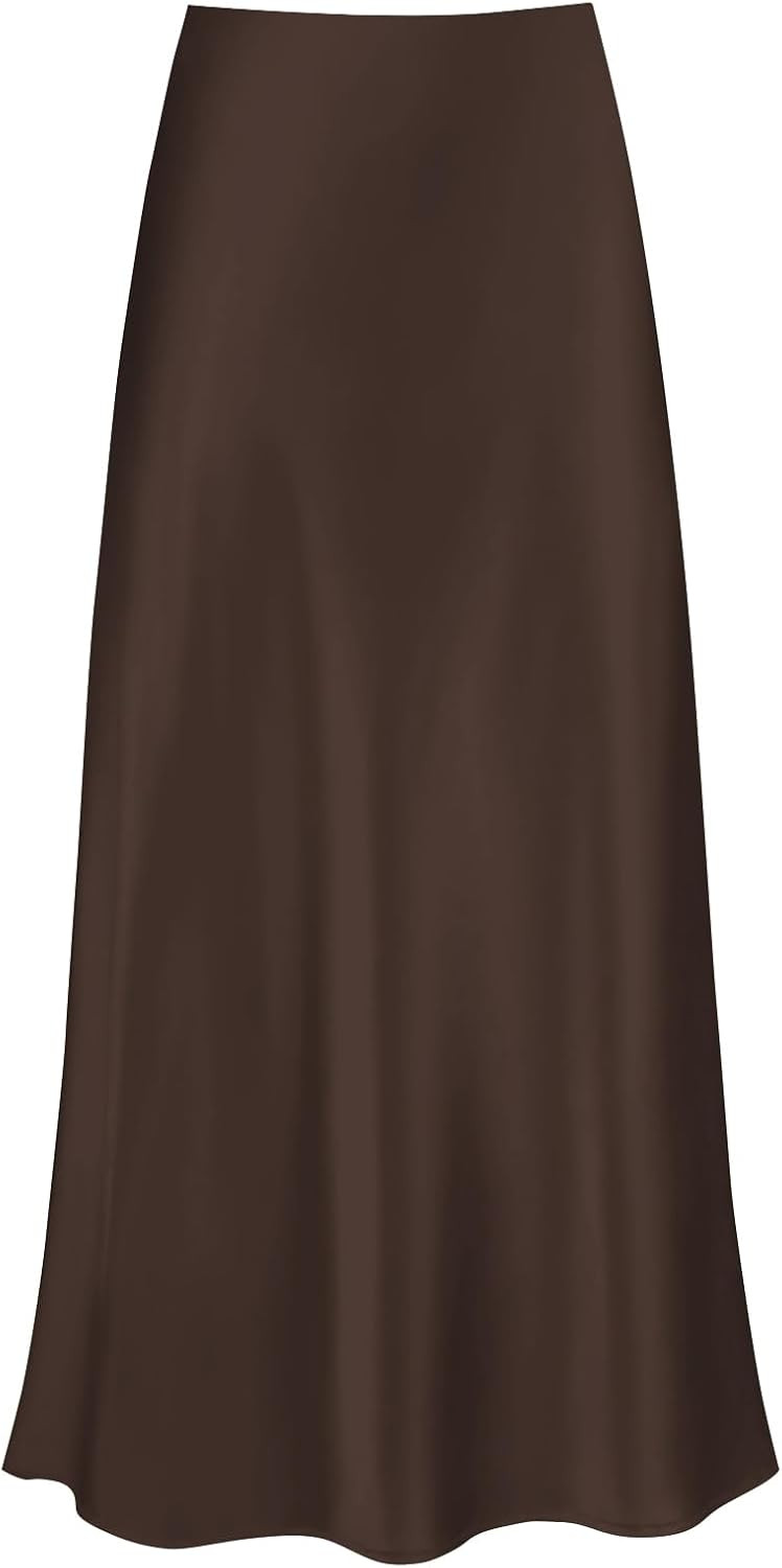 Women's Satin Maxi Skirt High Waist Silk Long White Polka Dot Skirts | Amazon (US)