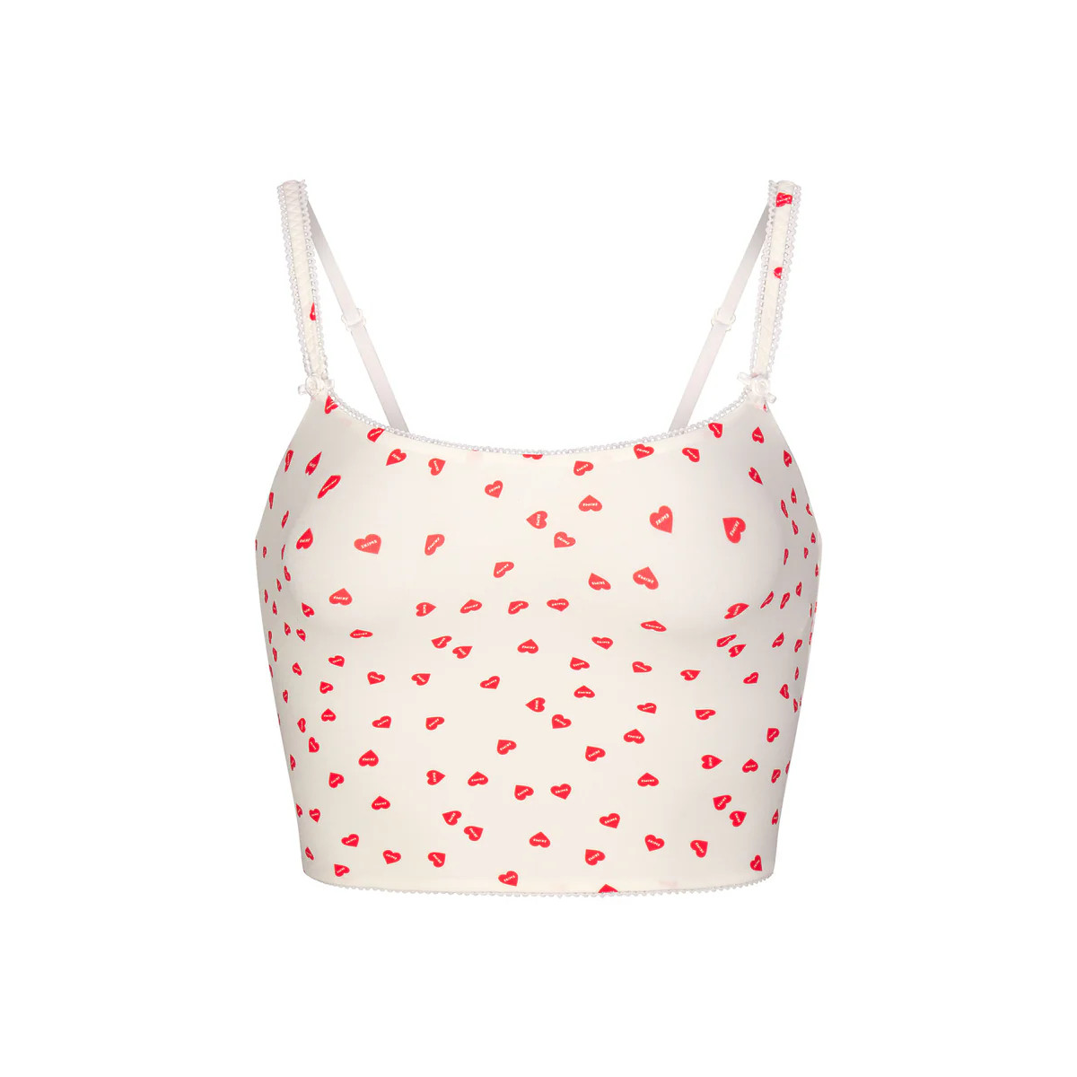 FITS EVERYBODY PICOT TRIM CROPPED CAMI | RUBY HEART PRINT | SKIMS (US)