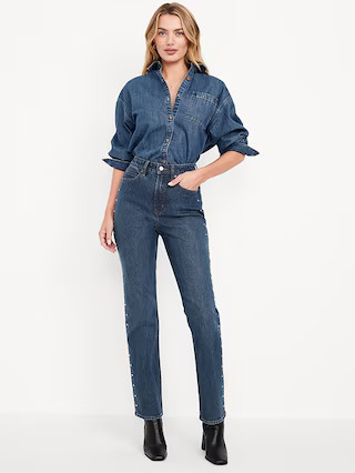 Extra High-Waisted Straight Jeans | Old Navy (US)