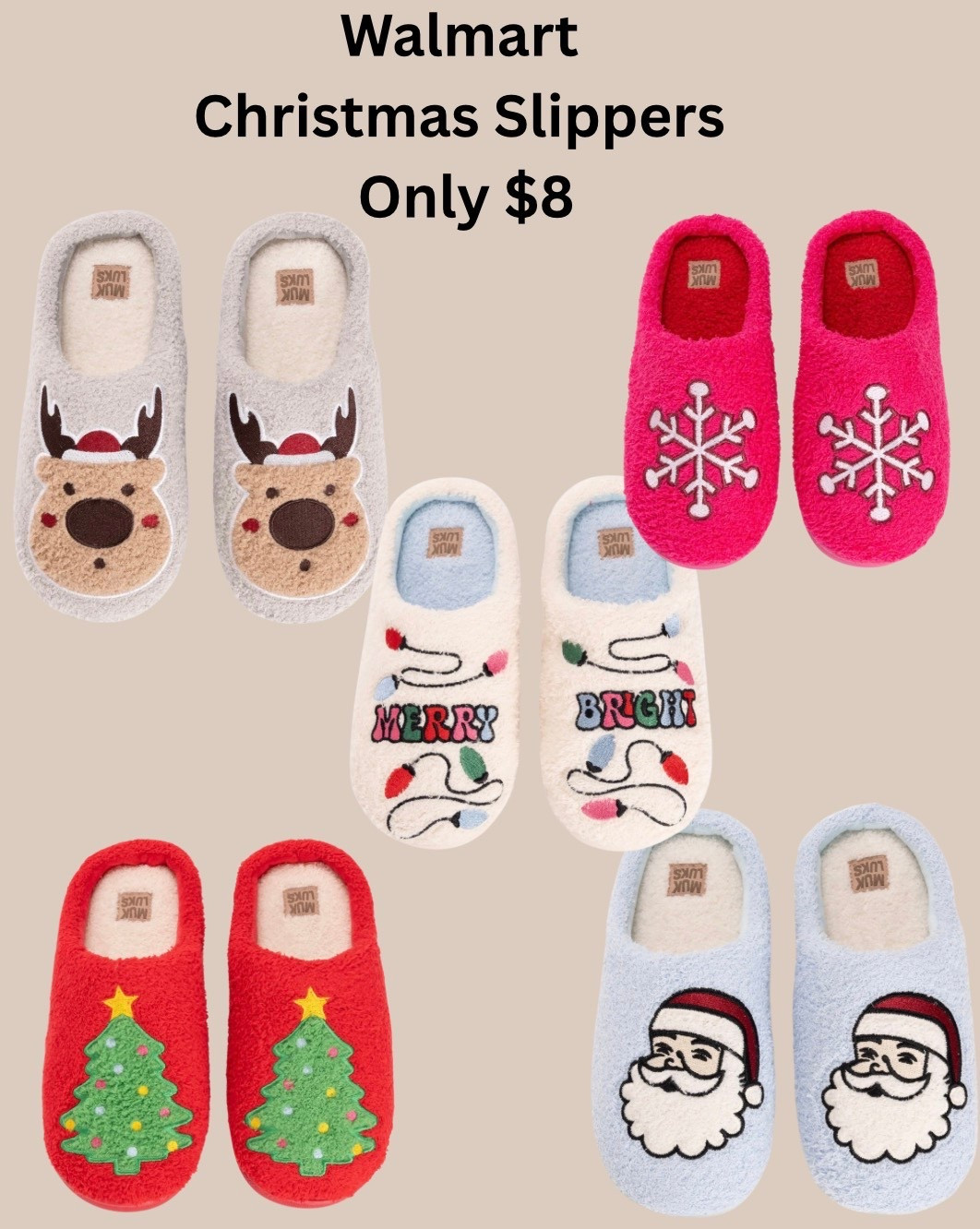 The CUTEST Christmas slippers for only $8 at Walmart!! These make the best gifts for yourself or family and friends! One of my favorite gifts to throw in that is practical, easy, and affordable!! Great filler gift for gift baskets as well!! Can never go wrong with a pair of slippers!!  

#LTKSeasonal #LTKSaleAlert #LTKGiftGuide