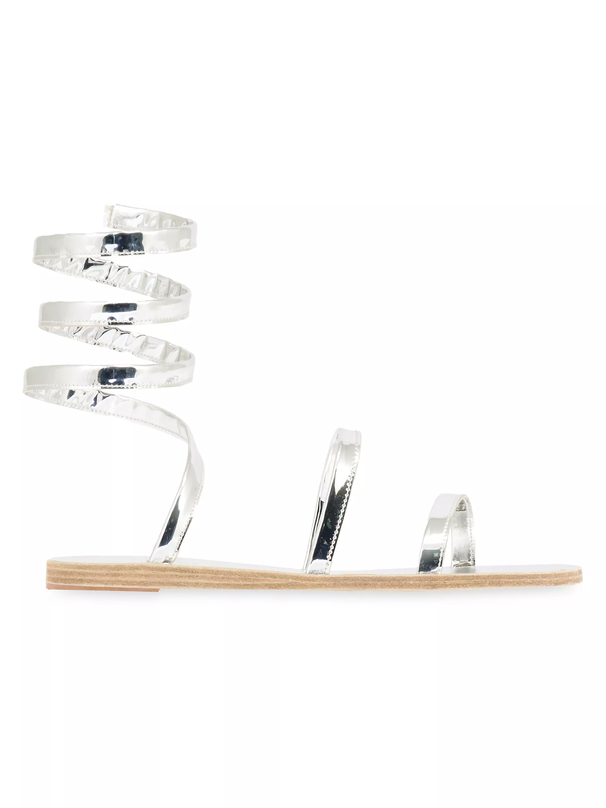 Shop Ancient Greek Sandals Ofis Metallic-Leather Ankle-Wrap Sandals | Saks Fifth Avenue | Saks Fifth Avenue