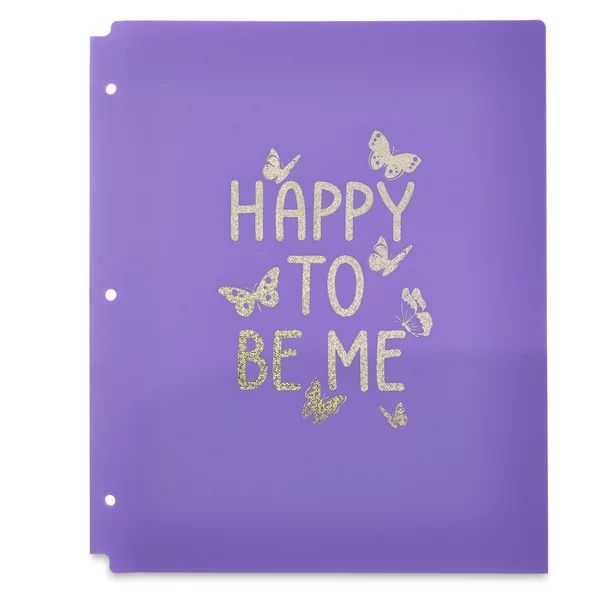 Pen+Gear 2-Pocket Poly Folder, Purple with Foil Butterfly Happy To Be Me - Walmart.com | Walmart (US)
