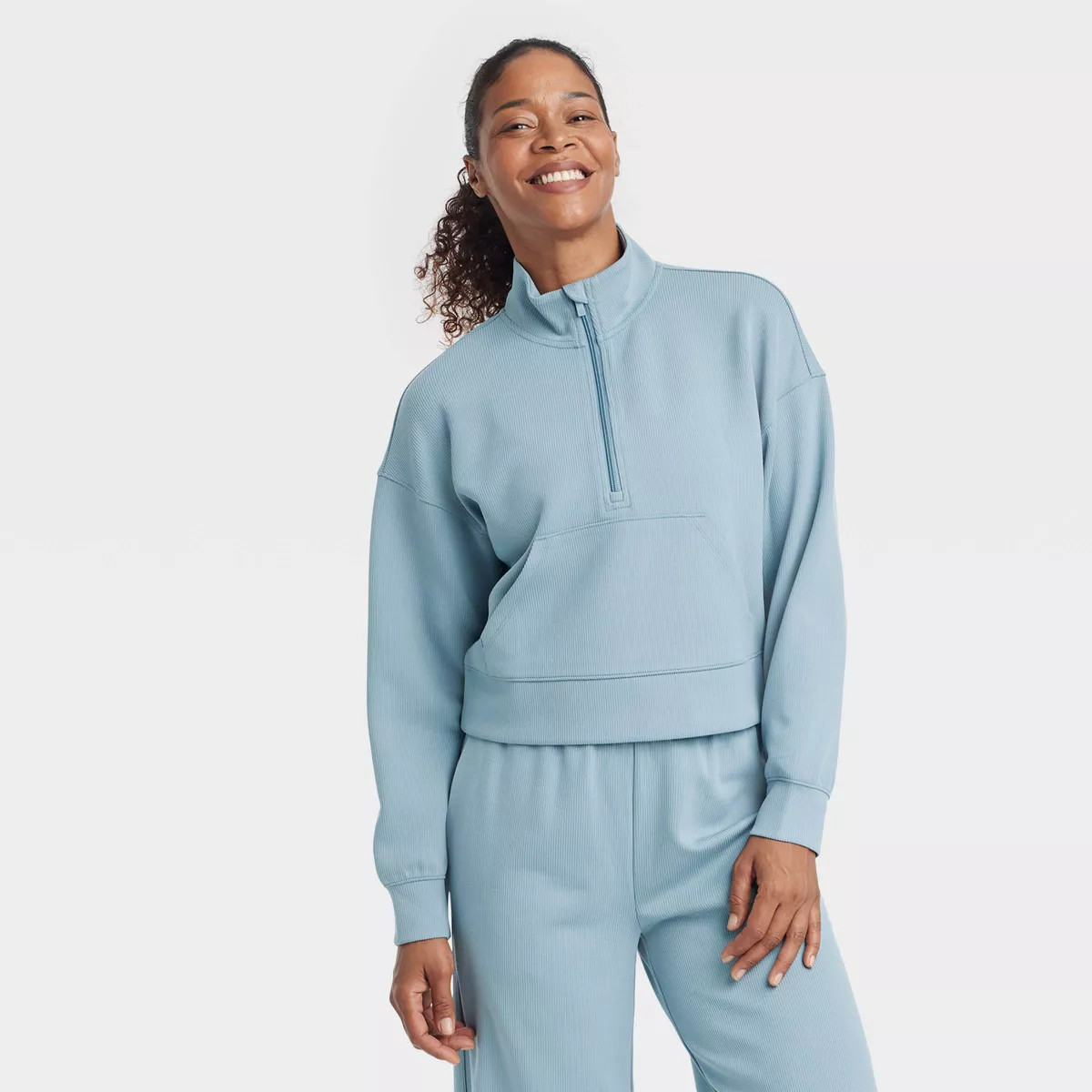 Women's Airy Sleek Ribbed 1/2 Zip Pullover - All In Motion™ | Target