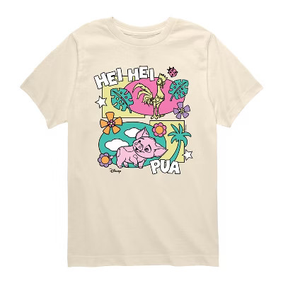 Boys' Moana Hei Hei Pua Short Sleeve Graphic T-Shirt - Cream - Medium | Target
