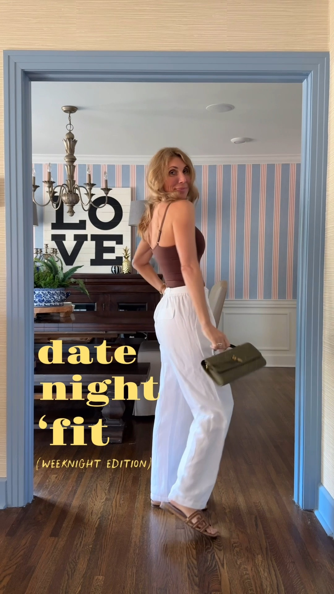 Date Night Fit (weeknight edition): 

💕Linen pants from Boston Proper (wearing an XS)
💕Shaping cami from Underoutfit (wearing a medium)
💕Sweater for the cold restaurants from Amazon (wearing a medium)
💕Shoes from Sam Edelman
💕 & a new bag from Amazon that was super affordable and is really great!

#LTKOver40