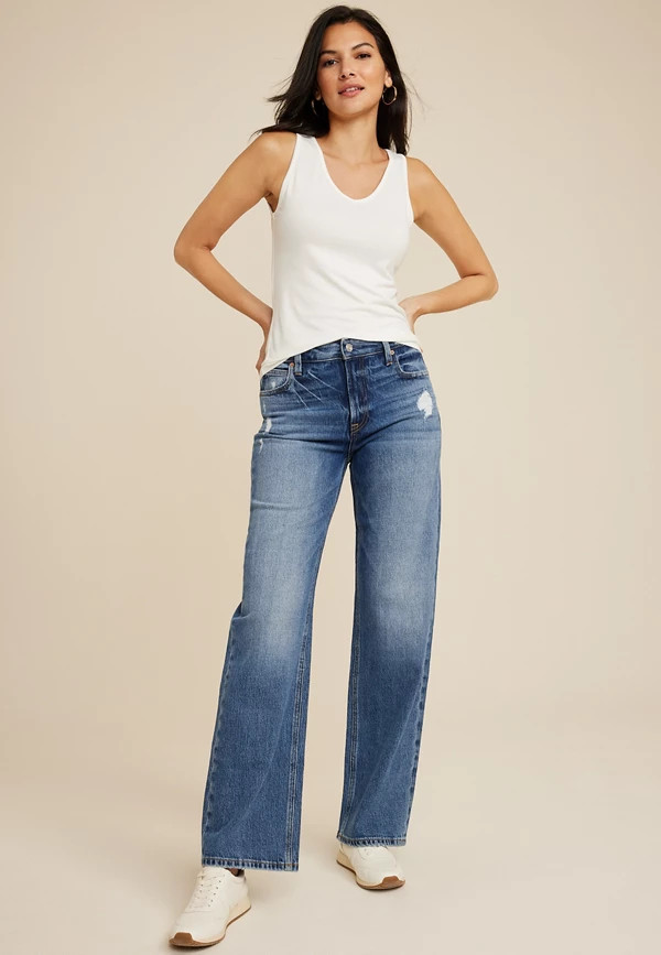 Goldie Blues™ High Rise Cheeky Wide Leg Jean | Maurices