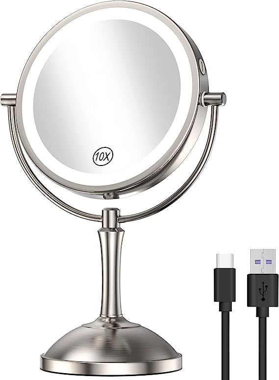 Gospire 8'' Lighted Makeup Mirror with Double Sided 1X/10X Magnification, [54 LED Lights & 3 Colo... | Amazon (US)