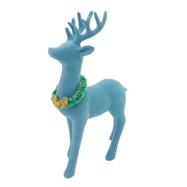 Packed Party "Oh Deer!" Blue Flocked Deer Holiday Decoration | Walmart (US)