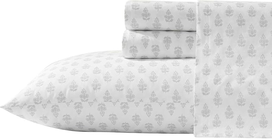 Laura Ashley - Full Sheets, Lightweight & Breathable Cotton Percale Bedding Set with Matching Sha... | Amazon (US)