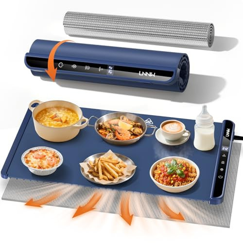 Food Warming Mat with Heat-Resistant Pad, 26X15 Inch, 6 Temperature & 6 Timer Settings, Child Lock Safety,Food Warmer Chafing Dishes for Buffet,Gatherings,Parties,Everyday Use | Amazon (US)