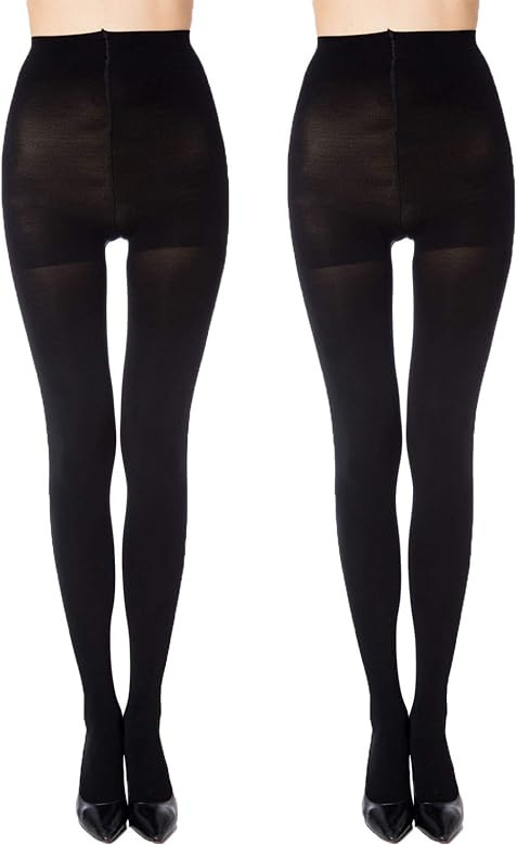 2 Pairs Run Resistant Control Top Panty Hose Opaque Tights | Amazon (US)